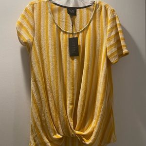 NWT new with tags W5 Anthropologie twist tie front yellow stripe top size large